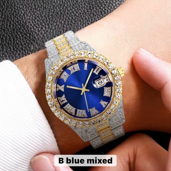 Hip Hop alloy and rhinestones iced out wrist quartz to watch - Picture 2 of 2